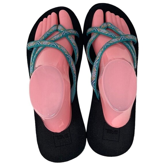 Teva Mush Women's Size 11 Turquoise Blue S/N 6840B Cross Strap Sandals - Picture 7 of 10